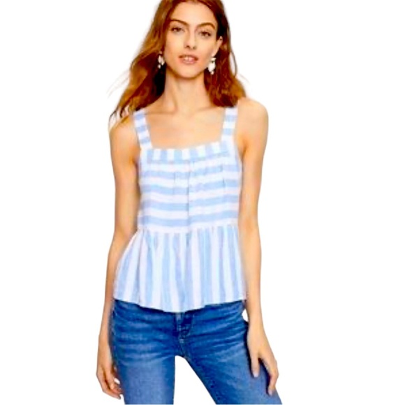 Loft Striped Swing Blouse Blue - Picture 1 of 5